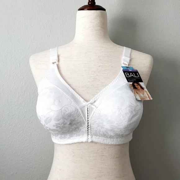 Bali NWT Spa Closure Wirefree White Bra With Floral Pattern, Size 36C - Picture 16 of 16